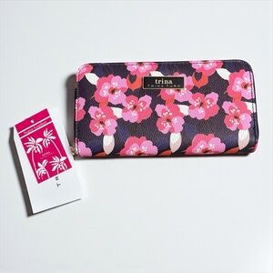 Trina Turk Pink and Black Floral Wallet
